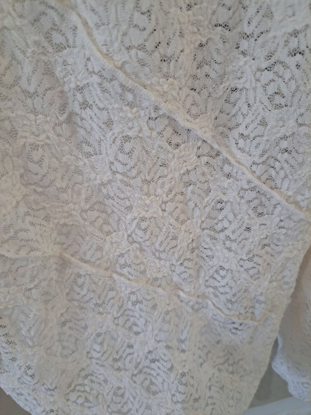 Bohemian Lace Cream Asymmetrical Skirt Lined L Elastic Waist Pull On Festival - Picture 2 of 8